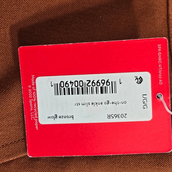 Spanx On The Go Ankle Slim Straight Trousers Pants L Bronze Glow Brown - Picture 5 of 12